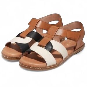 Cole Haan Josie Fisherman Sandals in Black & Tan Leather Size 7B NWOT